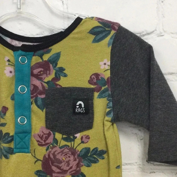 Rags Long Sleeve Rose Romper or Sleeper size 12-18M - Picture 4 of 6